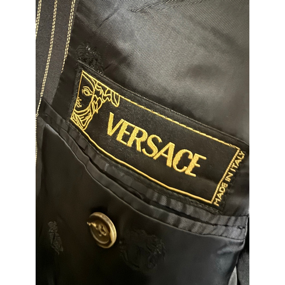 Men's Versace Navy White Pinstripe Blazer - Picture 5 of 6